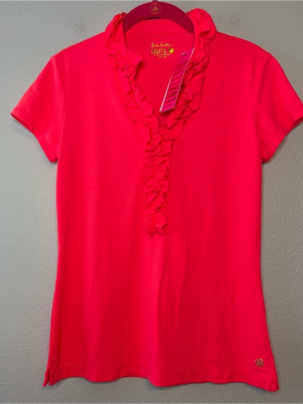 UPF 50+ Luxletic Frida Ruffle Polo Top